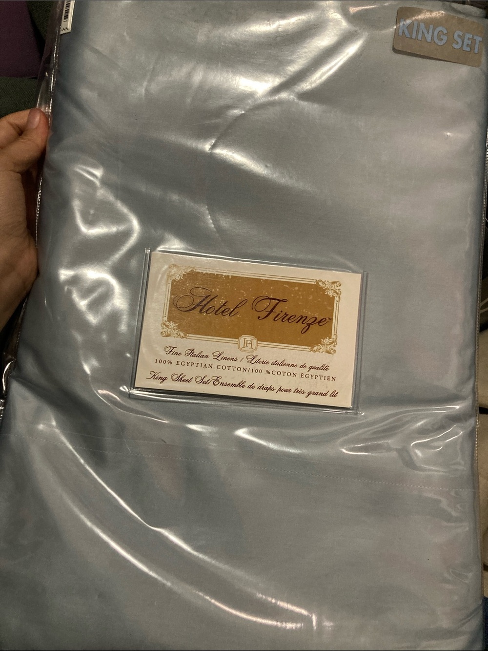Hotel Firenze 100% Egyptian cotton 600 thread count King Sheet Set in Light Blue